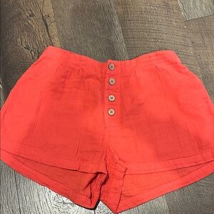 Roxy High Waist Red Button Shorts